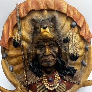 Native American Wall Art with Bear and Feathers